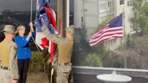 American flag raised, flies over US Embassy building in Venezuela for first time in 7 years