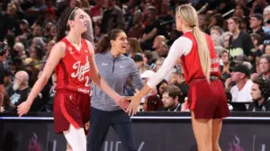Caitlin Clark kept from reporters despite triple-double night as coach goes viral for women's sports comments