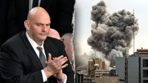 Sen John Fetterman pledges to be 'last man standing' in the Democratic Party in support of Israel