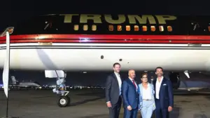 Palm Beach airport's President Donald J Trump International rebrand celebrated as Trump plane touches down