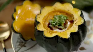 'American Kitchen' chef serves creamy acorn squash soup in edible bowls 'that everyone will love'